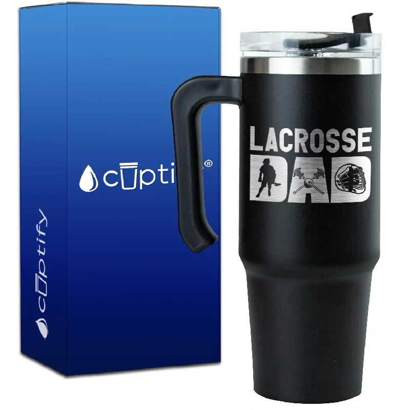 Lacrosse Dad with Silhouette on 30oz Lacrosse Travel Mug