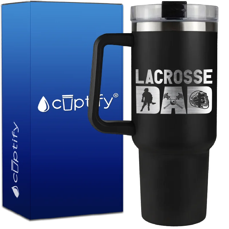 Lacrosse Dad with Silhouette on 40oz Lacrosse Traveler Mug