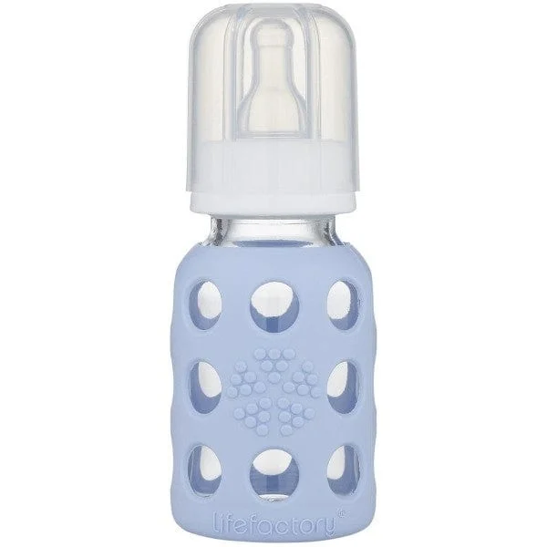 Lifefactory Glass Baby Bottle 120ml - Blanket Blue