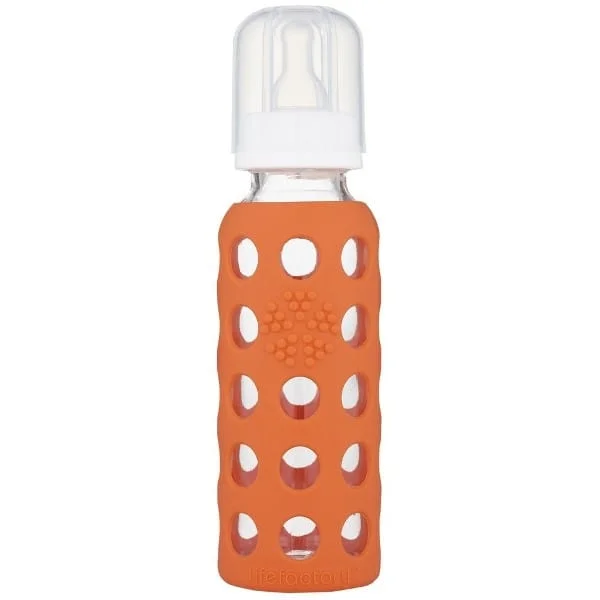 Lifefactory Glass Baby Bottle 265ml - Papaya Orange