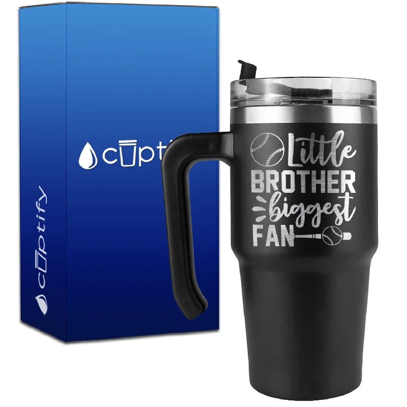 Little Brother Biggest Fan on 20oz Baseball Travel Mug