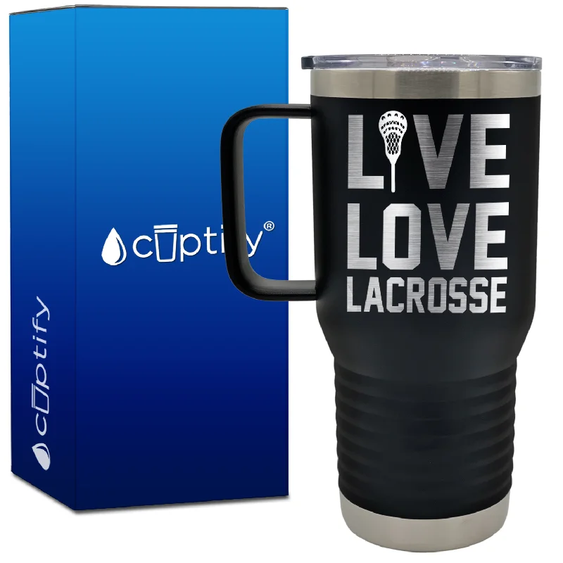 Live Love Lacrosse Stick 20oz Lacrosse Travel Mug