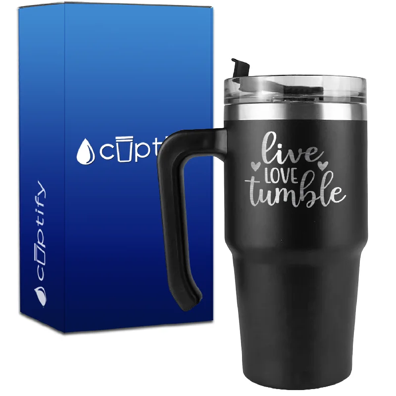 Live Love Tumble Hearts on 20oz Gymnastics Travel Mug