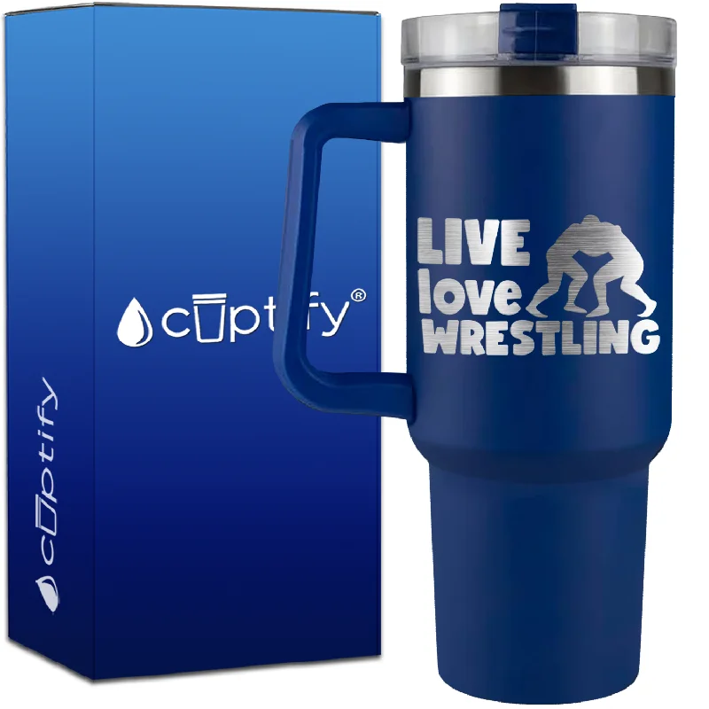 Live Love Wrestling Wrestlers on 40oz Wrestling Traveler Mug