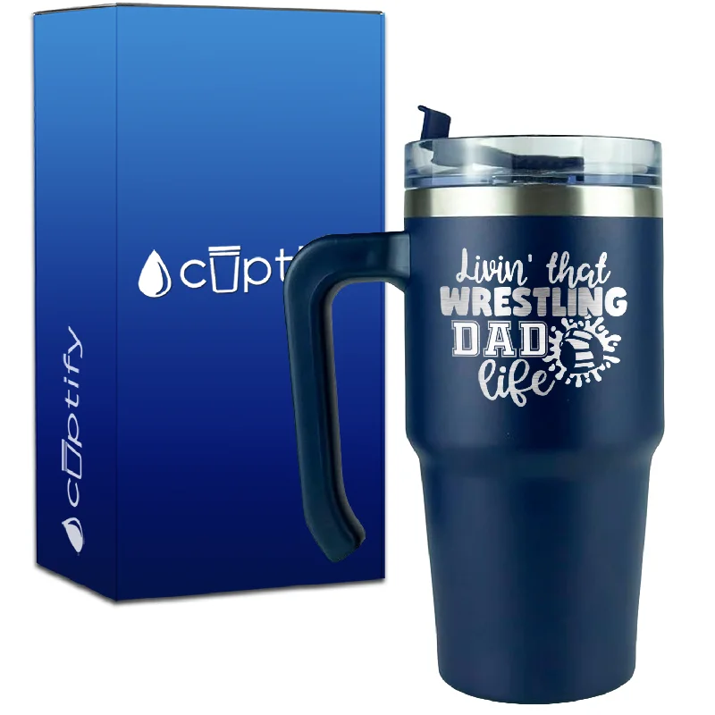 Livin' That Wrestling Dad Life Headgear  on 20oz Wrestling Travel Mug