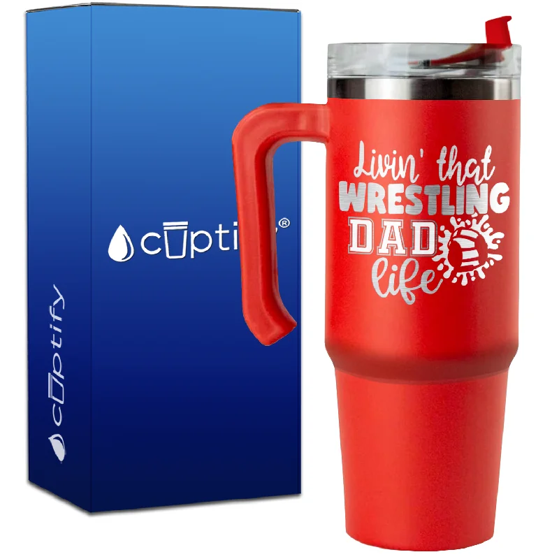 Livin' That Wrestling Dad Life Headgear  on 30oz Wrestling Travel Mug