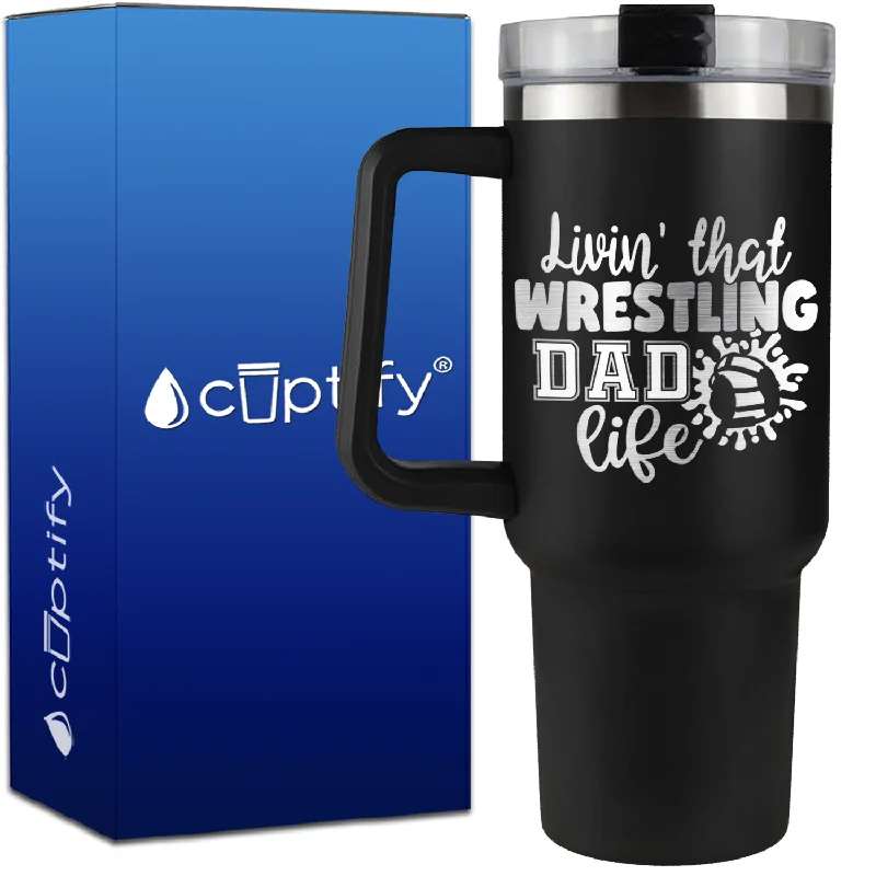 Livin' That Wrestling Dad Life Headgear  on 40oz Wrestling Traveler Mug