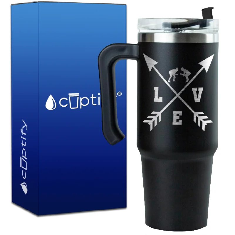 Love Arrows Wrestling on 30oz Wrestling Travel Mug