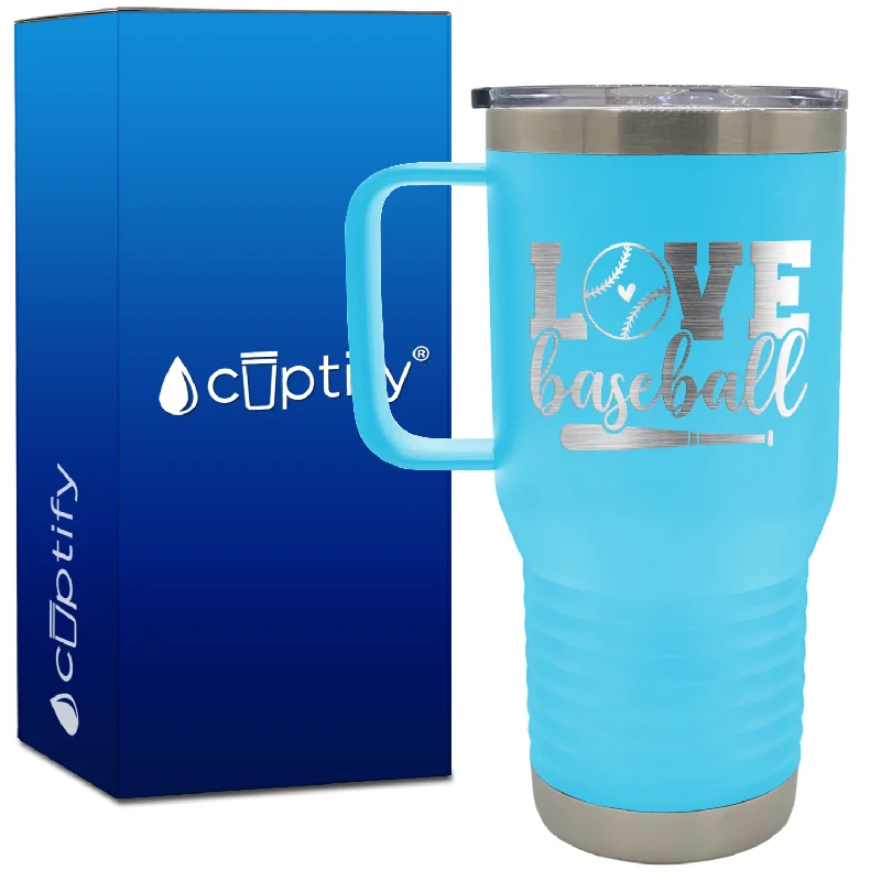 Love Baseball Bat and Ball 20oz Baseball Travel Mug