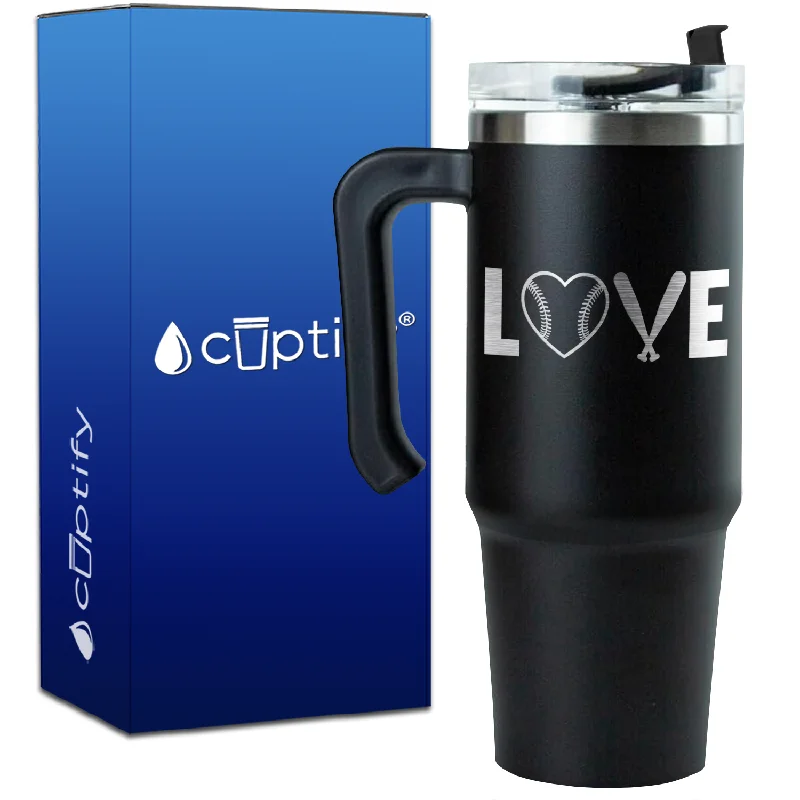 Love Baseball on 30oz Baseball Travel Mug