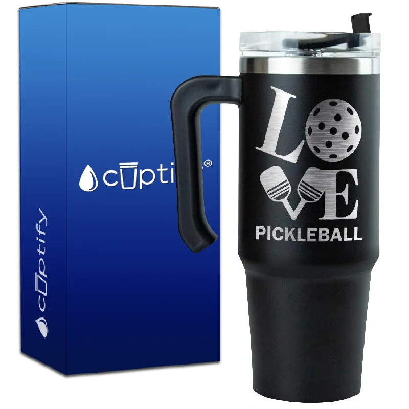 Love Pickleball Paddles on 30oz Pickleball Travel Mug