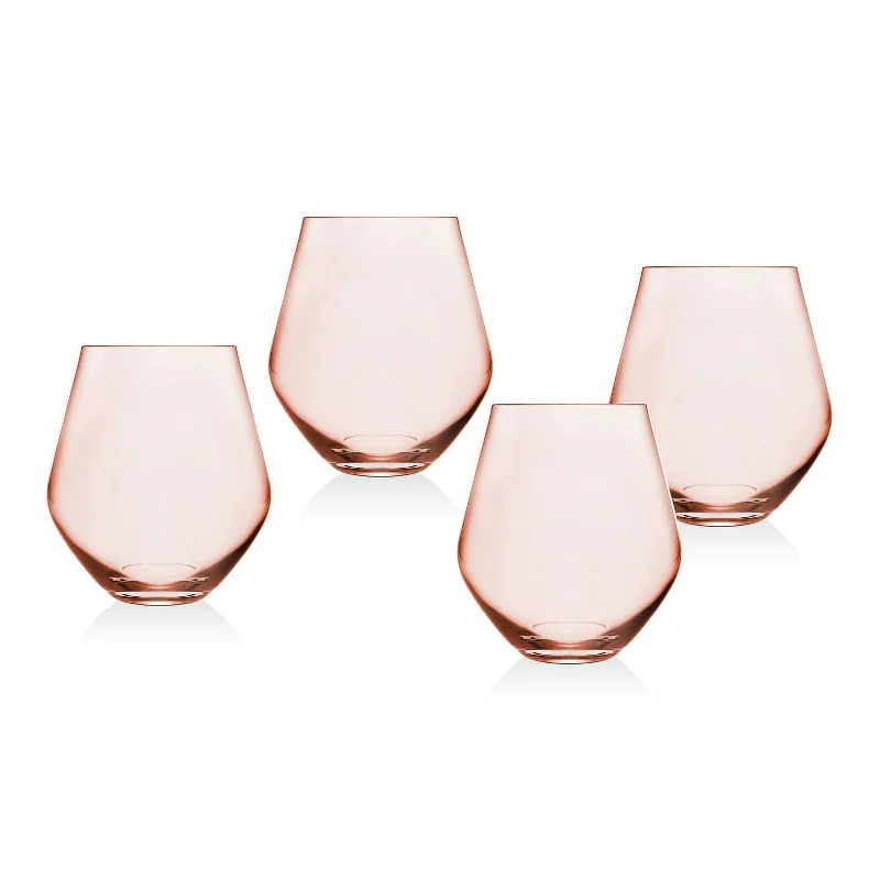 Meridian Blush Stemless Wine Glass, Set of 4