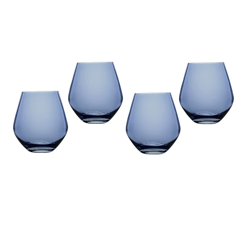 Meridian Stemless Blue Wine Glass, Set of 4