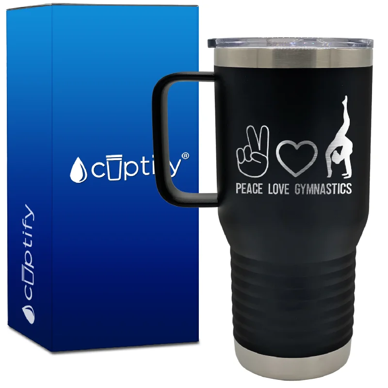 Peace Love Gymnastics 20oz Gymnastics Travel Mug