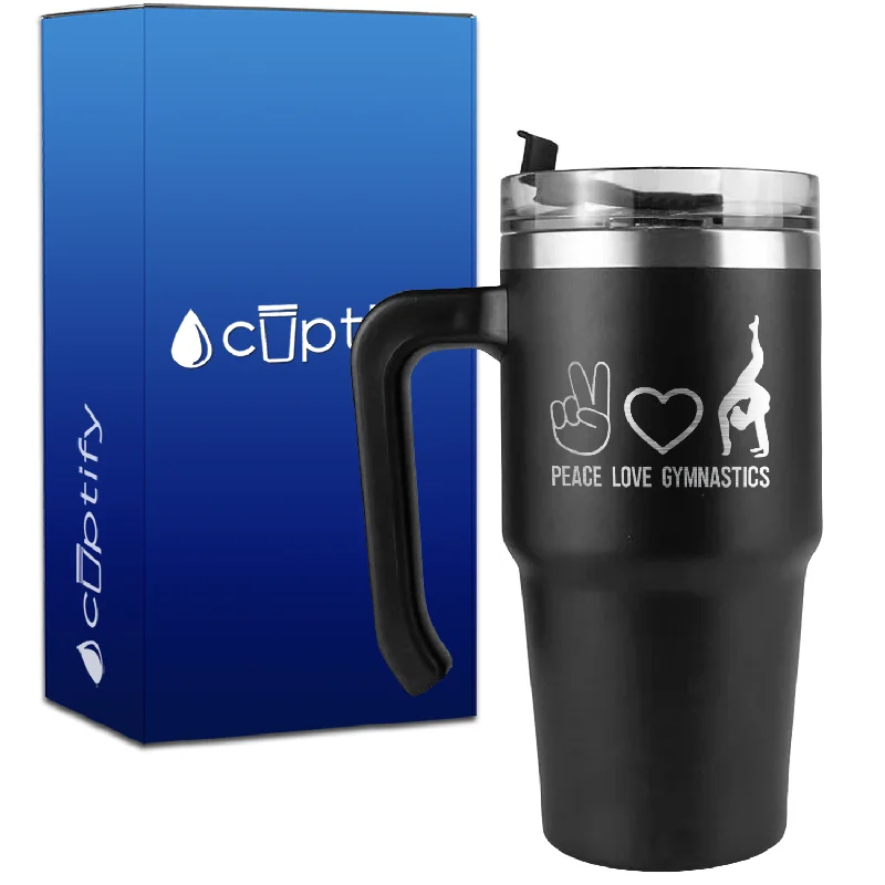 Peace Love Gymnastics on 20oz Gymnastics Travel Mug