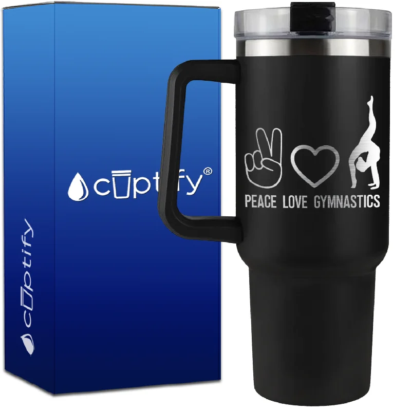 Peace Love Gymnastics on 40oz Gymnastics Traveler Mug