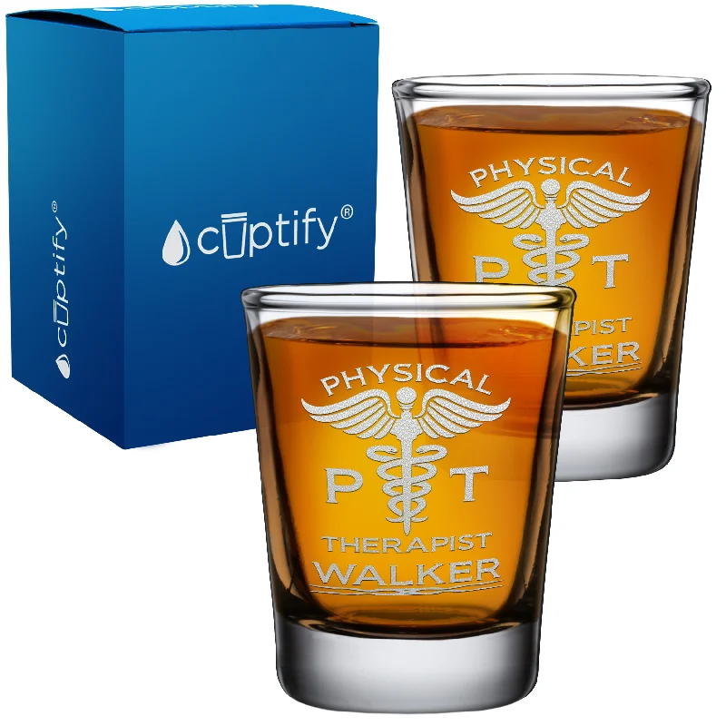 Personalized PT Physical Therapist on 2oz Shot Glasses - Set of 2