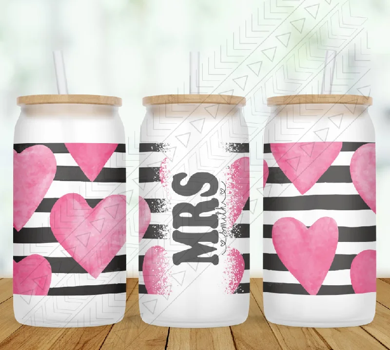 Pink Heart Stripe Personalized