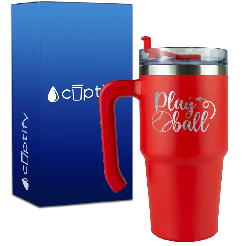 Play Ball on 20oz Baseball Travel Mug