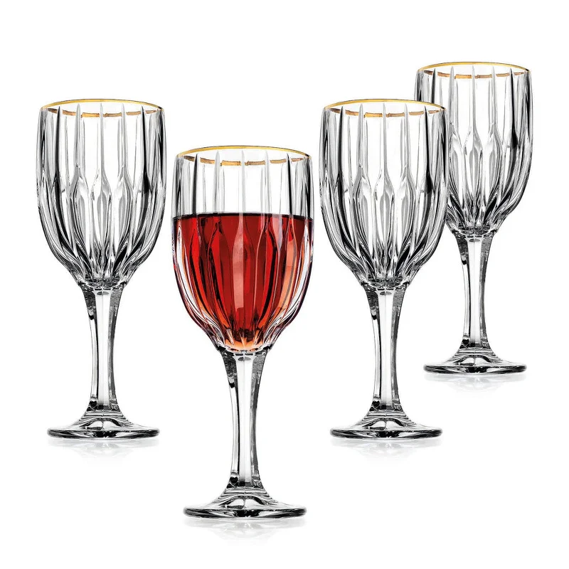 Pleat Gold Rim Goblet, Set of 4