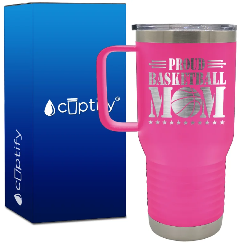 Proud Basketball Mom 20oz Basketball Travel Mug