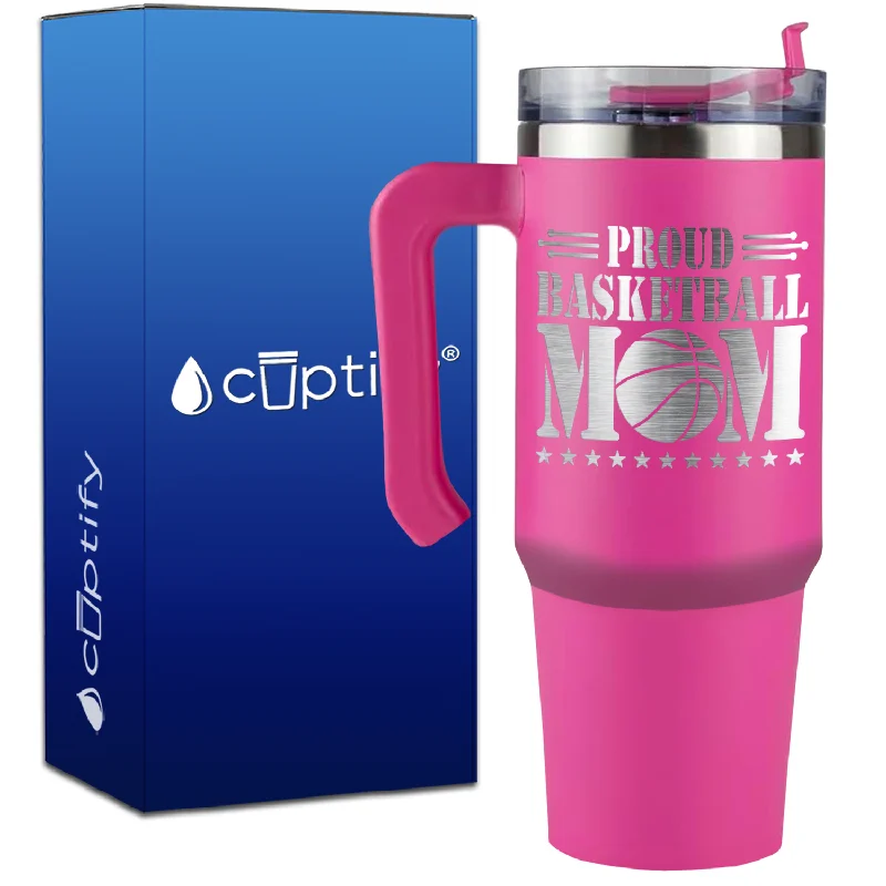 Proud Basketball Mom on 30oz Basketball Travel Mug