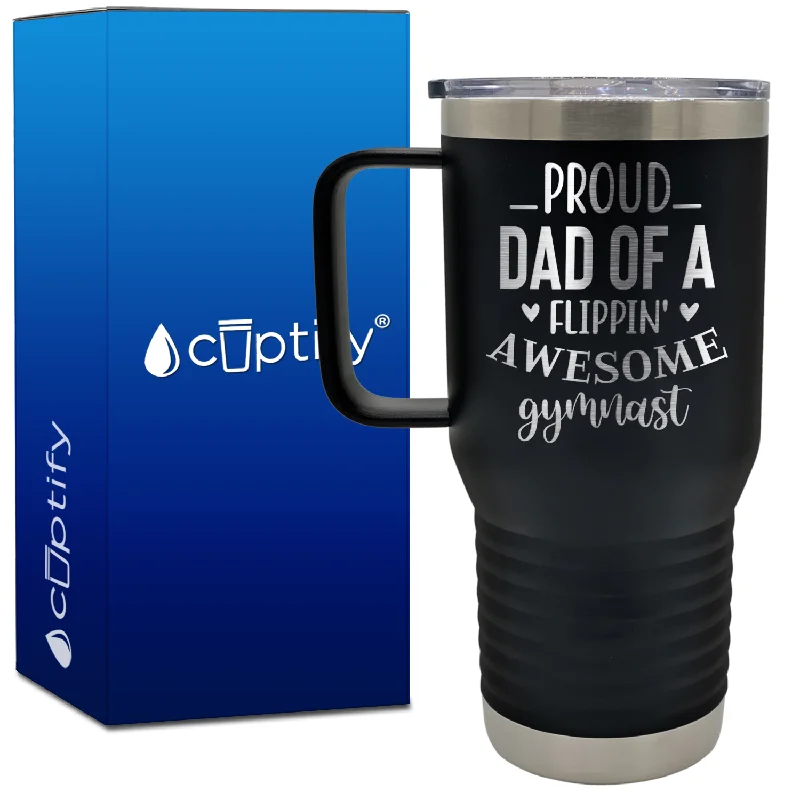 Proud Dad of a Flippin' Awesome Gymnast 20oz Gymnastics Travel Mug