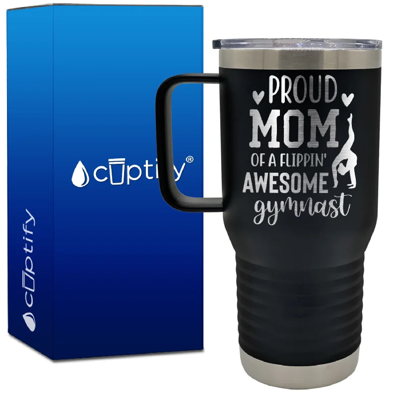 Proud Mom of a Flippin' Awesome Gymnast 20oz Gymnastics Travel Mug