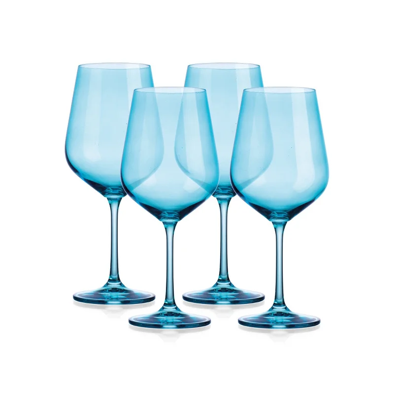 Sheer Light Blue Red Wine Glass, Set of 4