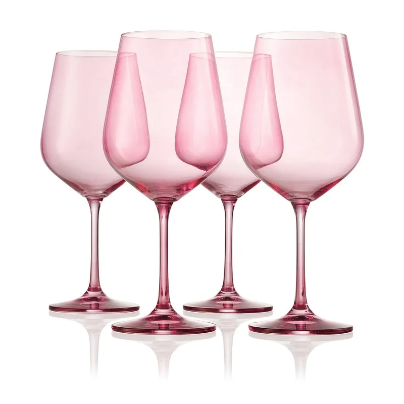 Sheer Light Rose Red Wine Glass, Set of 4