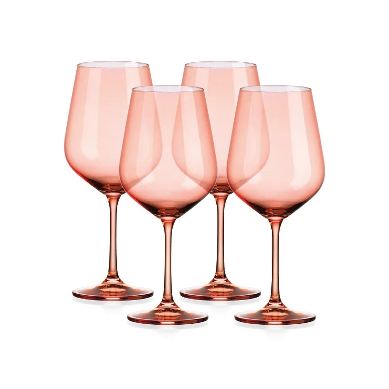 Sheer Coral Red Wine Glass, Set of 4