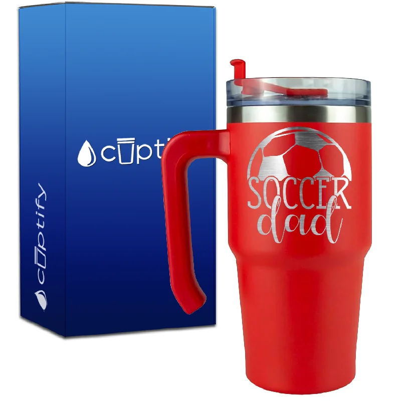 Soccer Dad with Ball on Top on 20oz Soccer Travel Mug