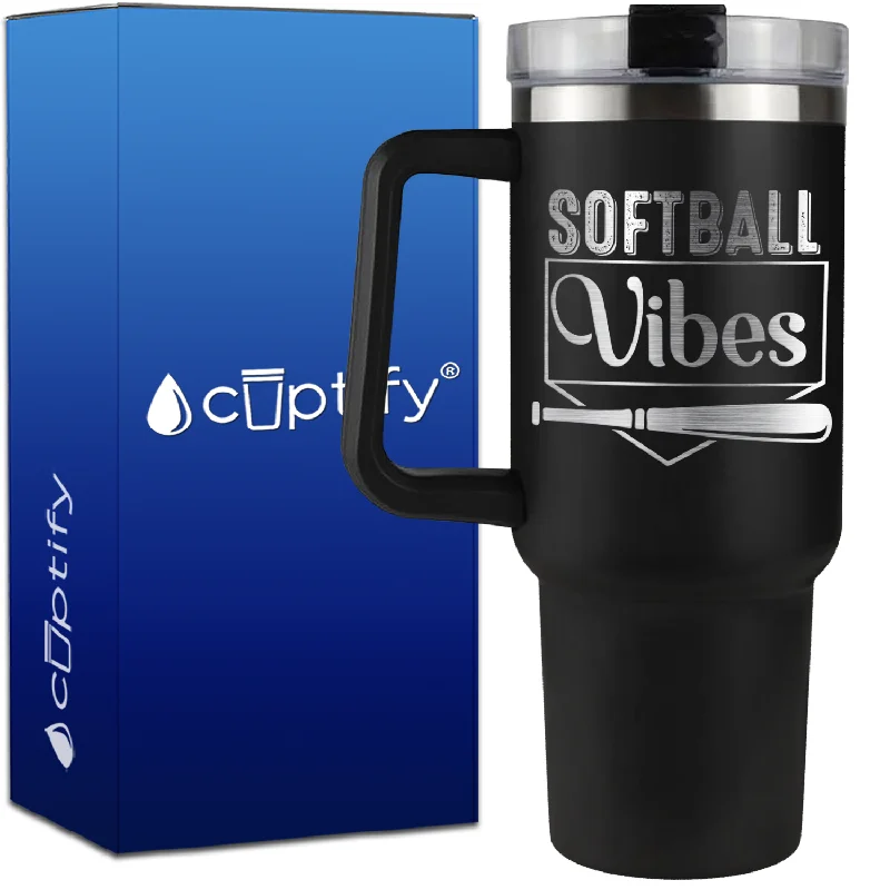 Softball Vibes on 40oz Softball Traveler Mug