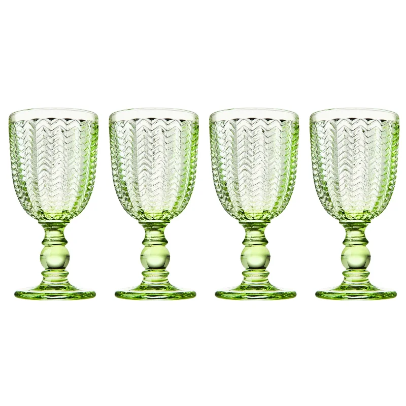 Twill Green Goblet, Set of 4