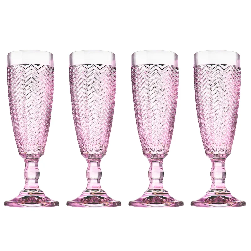 Twill Pink Flute. Set of 4