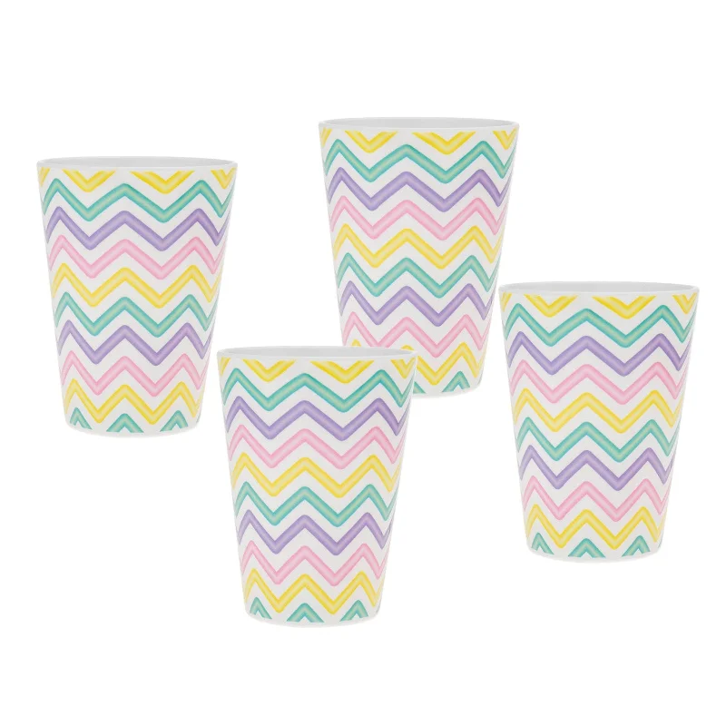 Zig Zag Melamine Tumbler, Set of 4