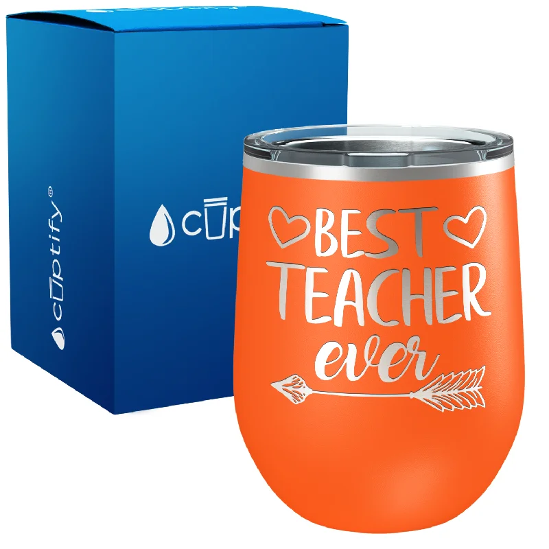 Best Teacher Ever with Arrow 12oz Teacher Wine Tumbler