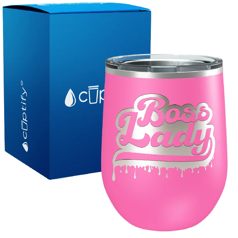 Boss Lady Ink Dripping 12oz Boss Wine Tumbler