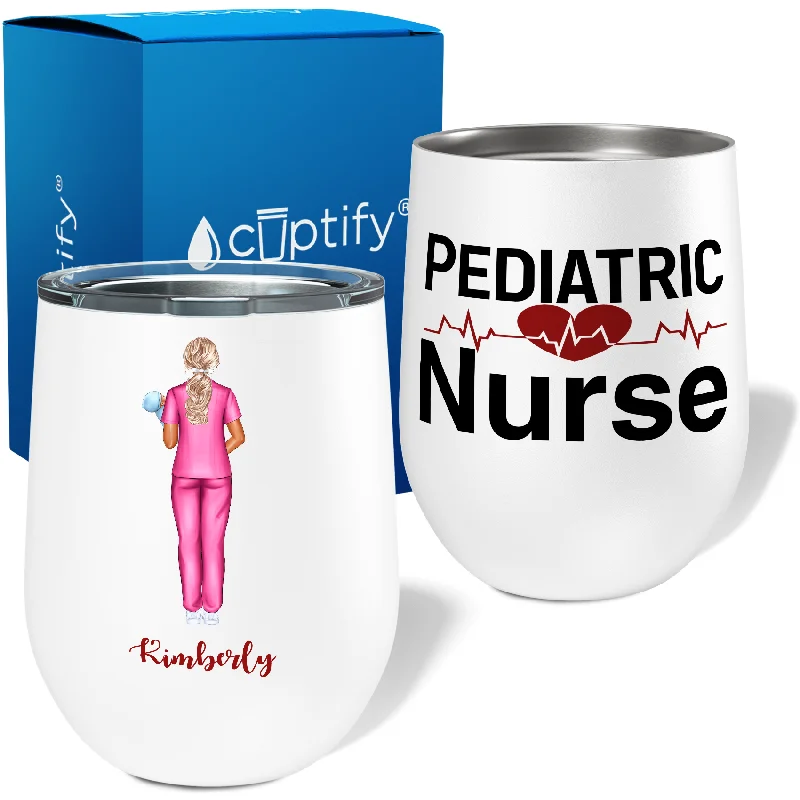 Personalized Pediatric Nurse 12oz Nurse Wine Tumbler