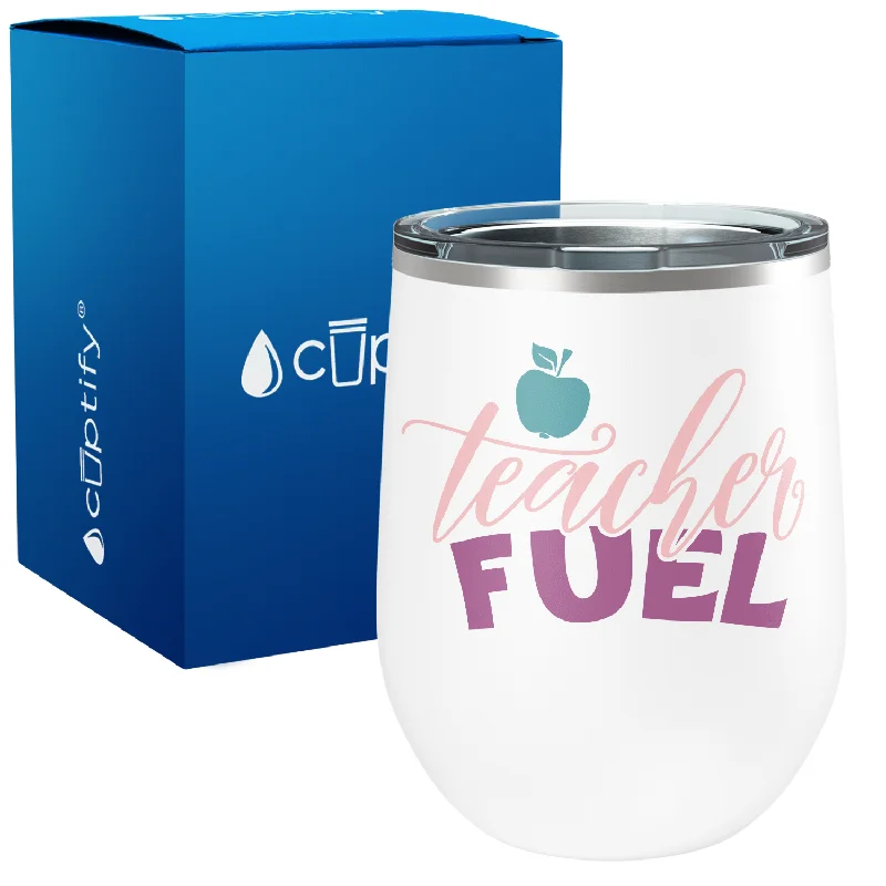 Teacher Fuel with Apple 12oz Teacher Wine Tumbler