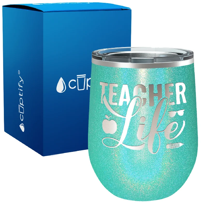 Teacher Life with Pencil 12oz Teacher Wine Tumbler