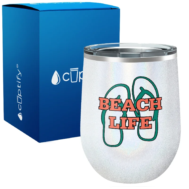 The Beach Life Sandals 12oz Beach Wine Tumbler